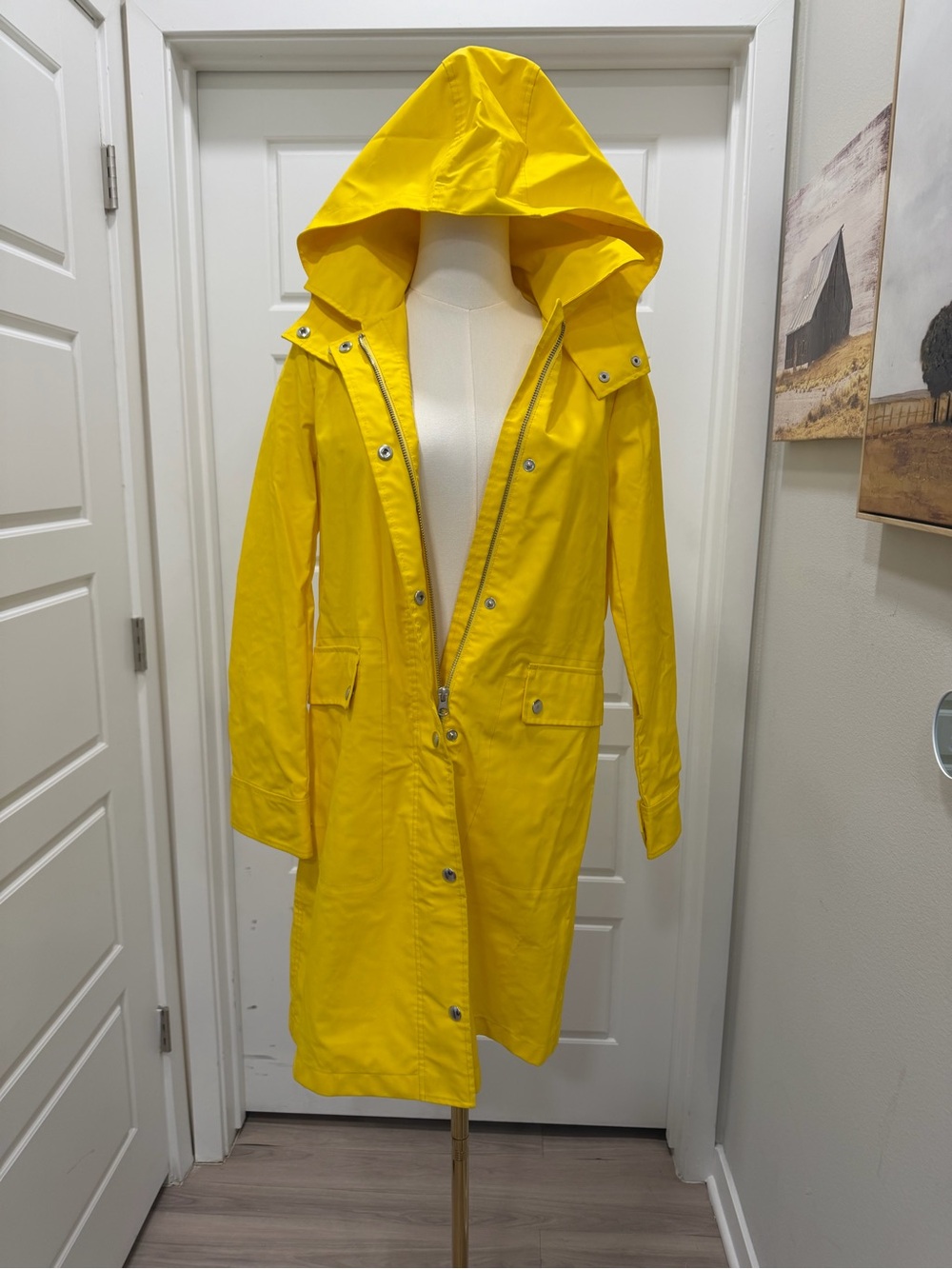 Bright Yellow Raincoat with Snap Front - Picture 5 of 12